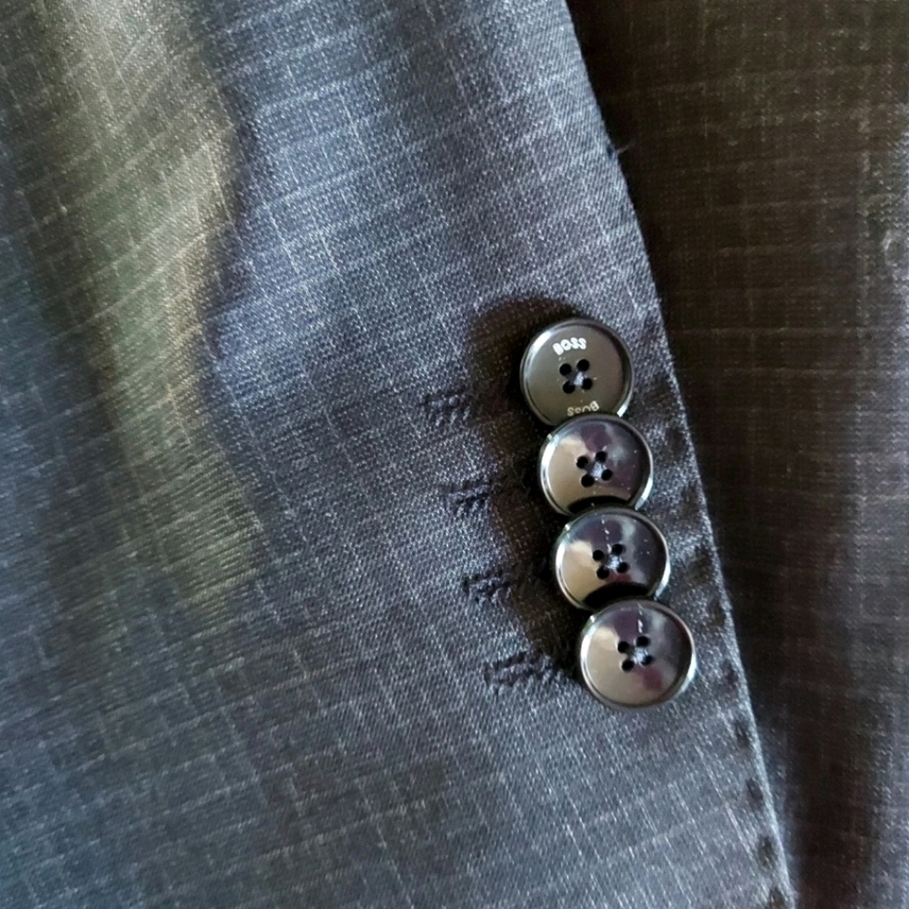 Hugo Boss Mens Blazer Size 38 Regular Black Check Super 130 Slim Fit Bi Stretch - Picture 7 of 12